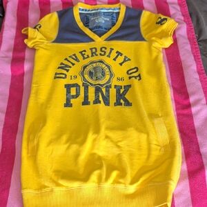 Victoria's Secret PINK Vintage RARE Y2K Yellow Blue Sweatshirt dress SM